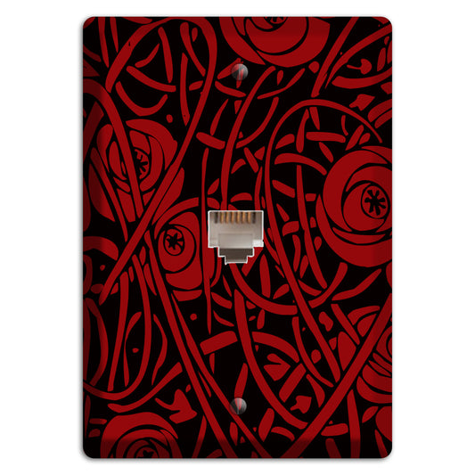 Red Deco Floral Phone Wallplate