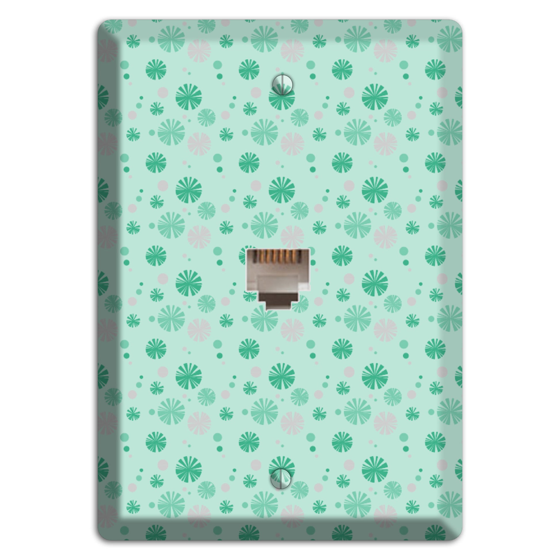 Multi Aqua and Grey Retro Burst Phone Wallplate
