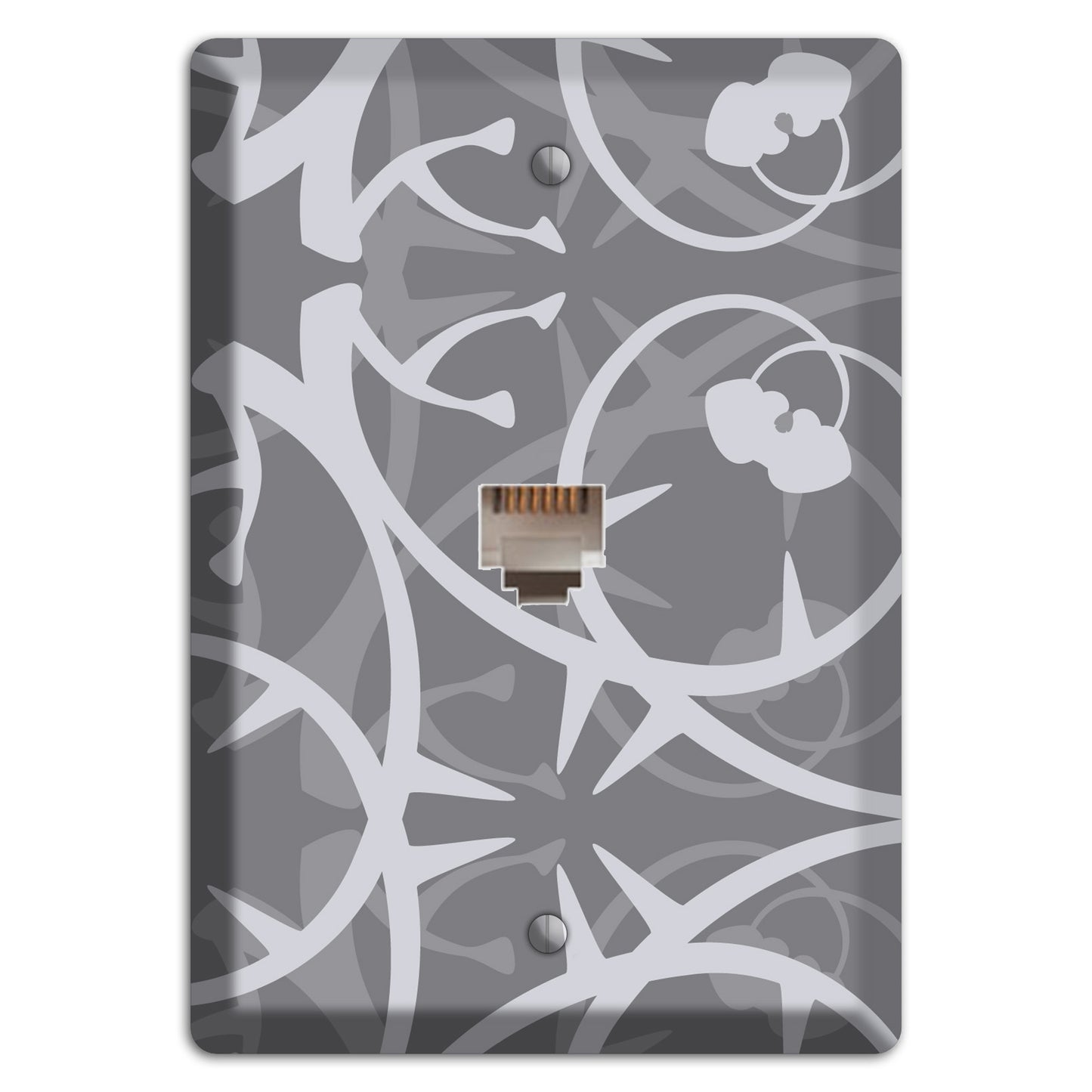 Grey Abstract Swirl Phone Wallplate