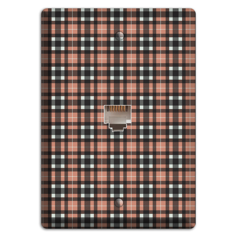 Light Brown Plaid Phone Wallplate