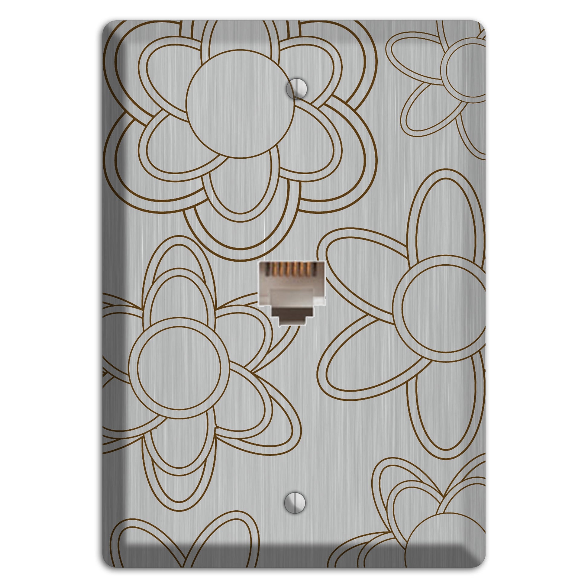 Retro Floral Contour  Stainless Phone Wallplate