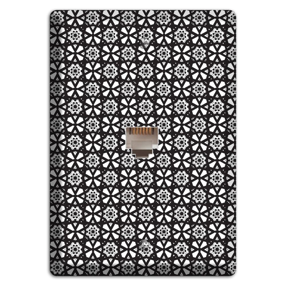 White with Black Arabesque Phone Wallplate