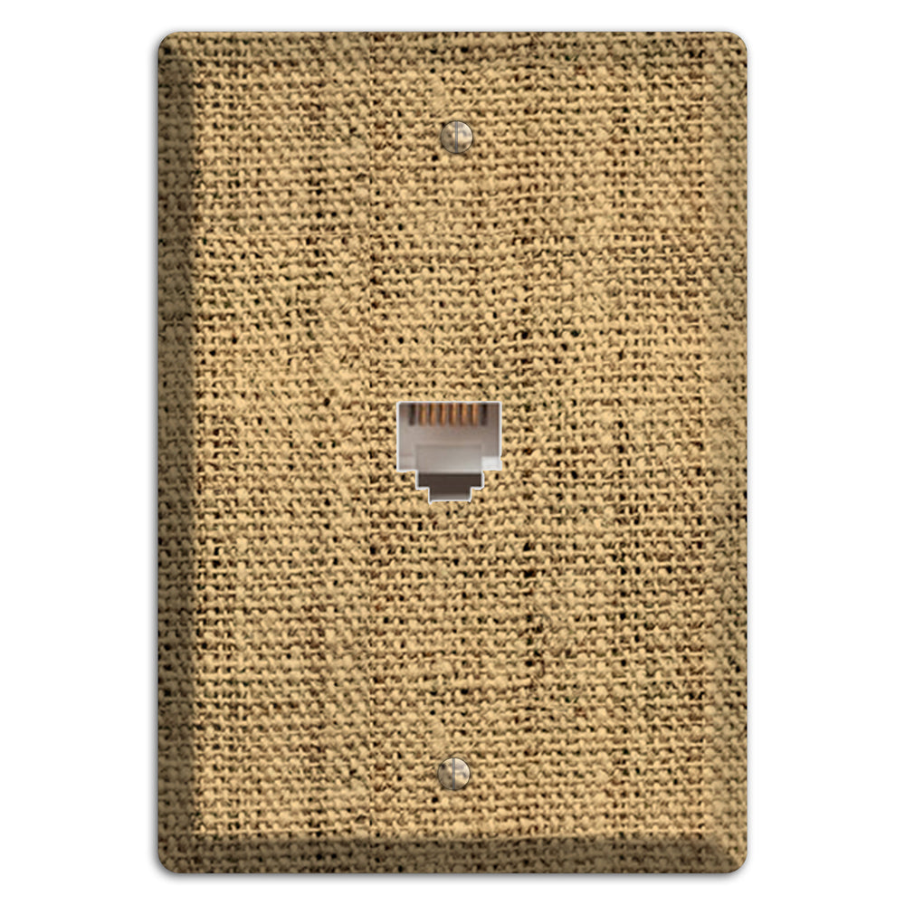 Teak Burlap Phone Wallplate