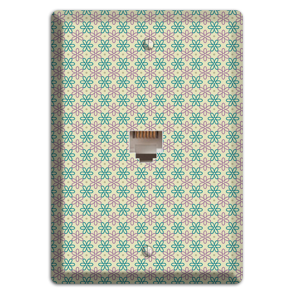 Large Green and Lavender Foulard Phone Wallplate