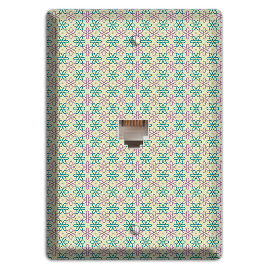 Large Green and Lavender Foulard Phone Wallplate