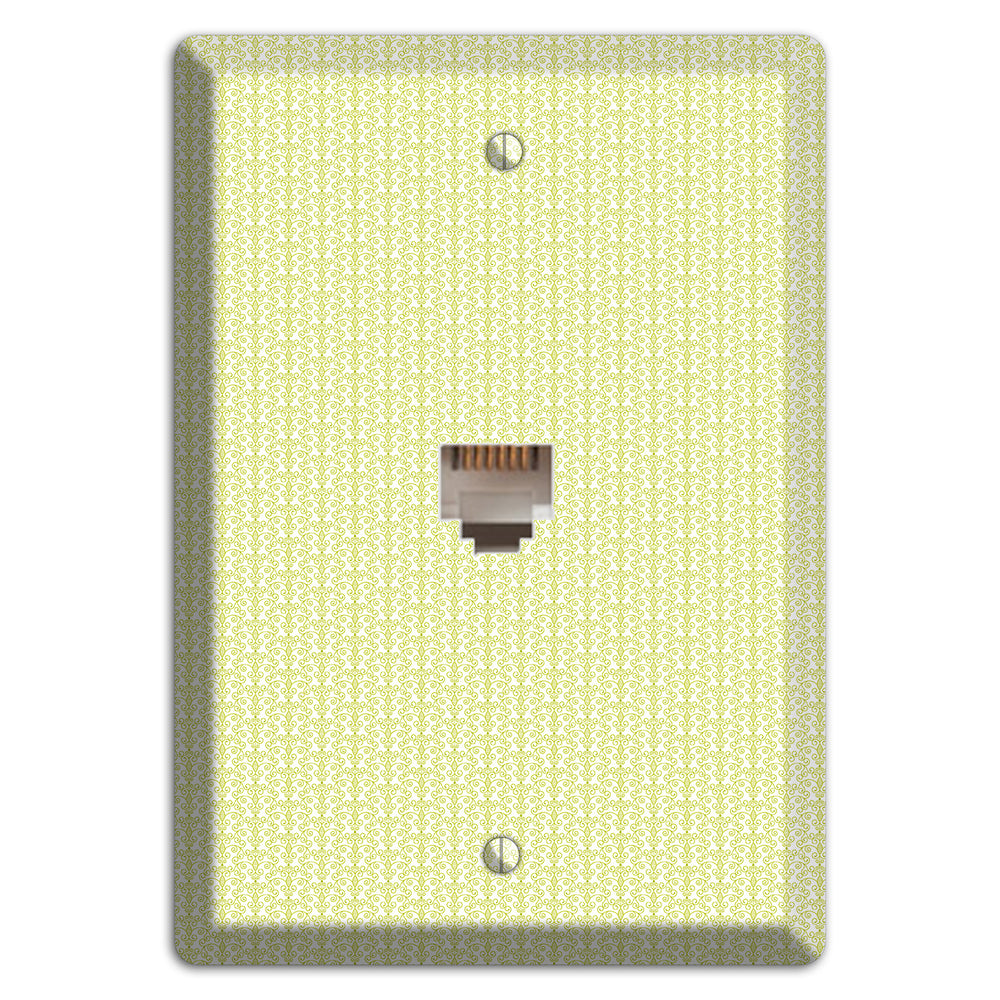 Olive Tiny Toile Half Drop Phone Wallplate