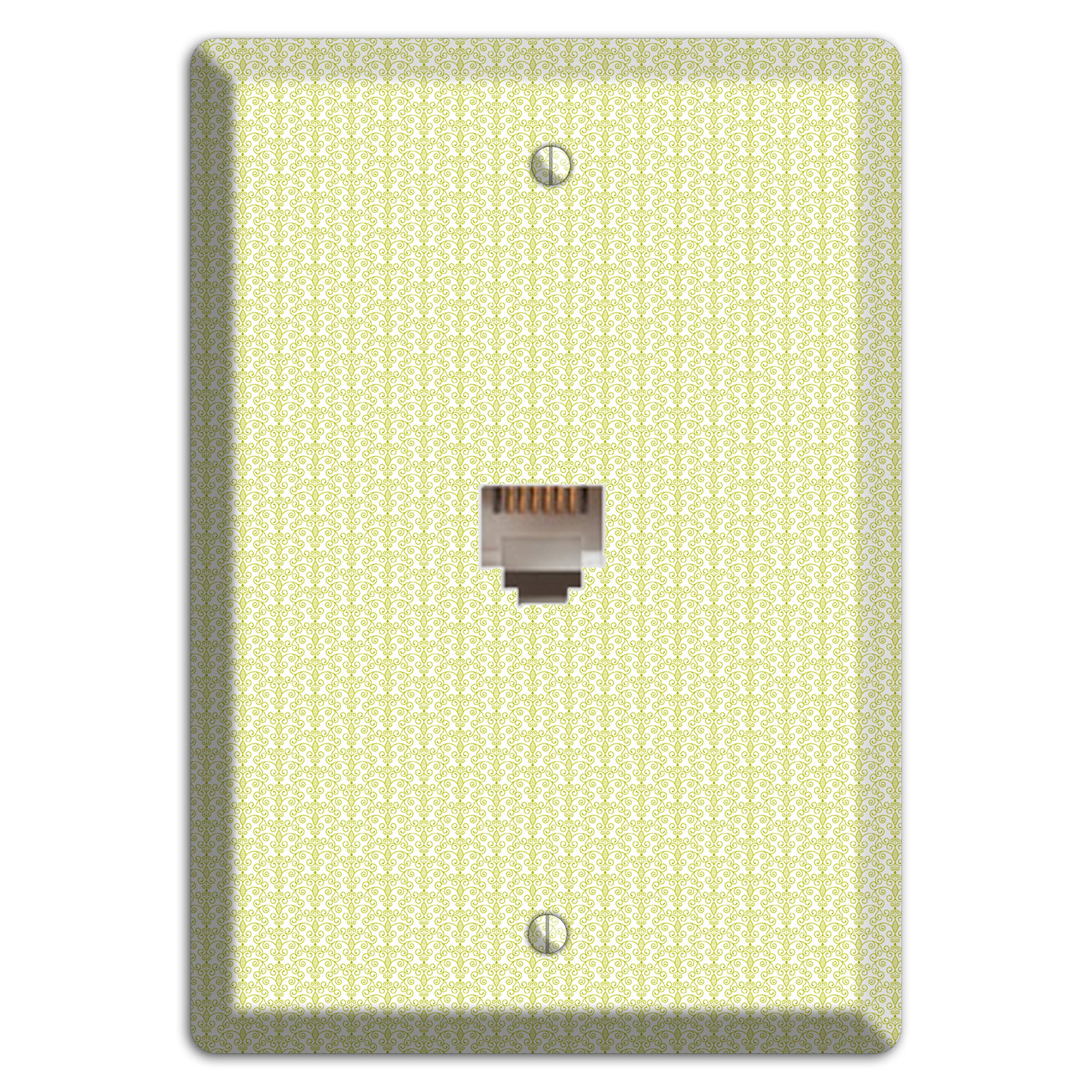 Olive Tiny Toile Half Drop Phone Wallplate