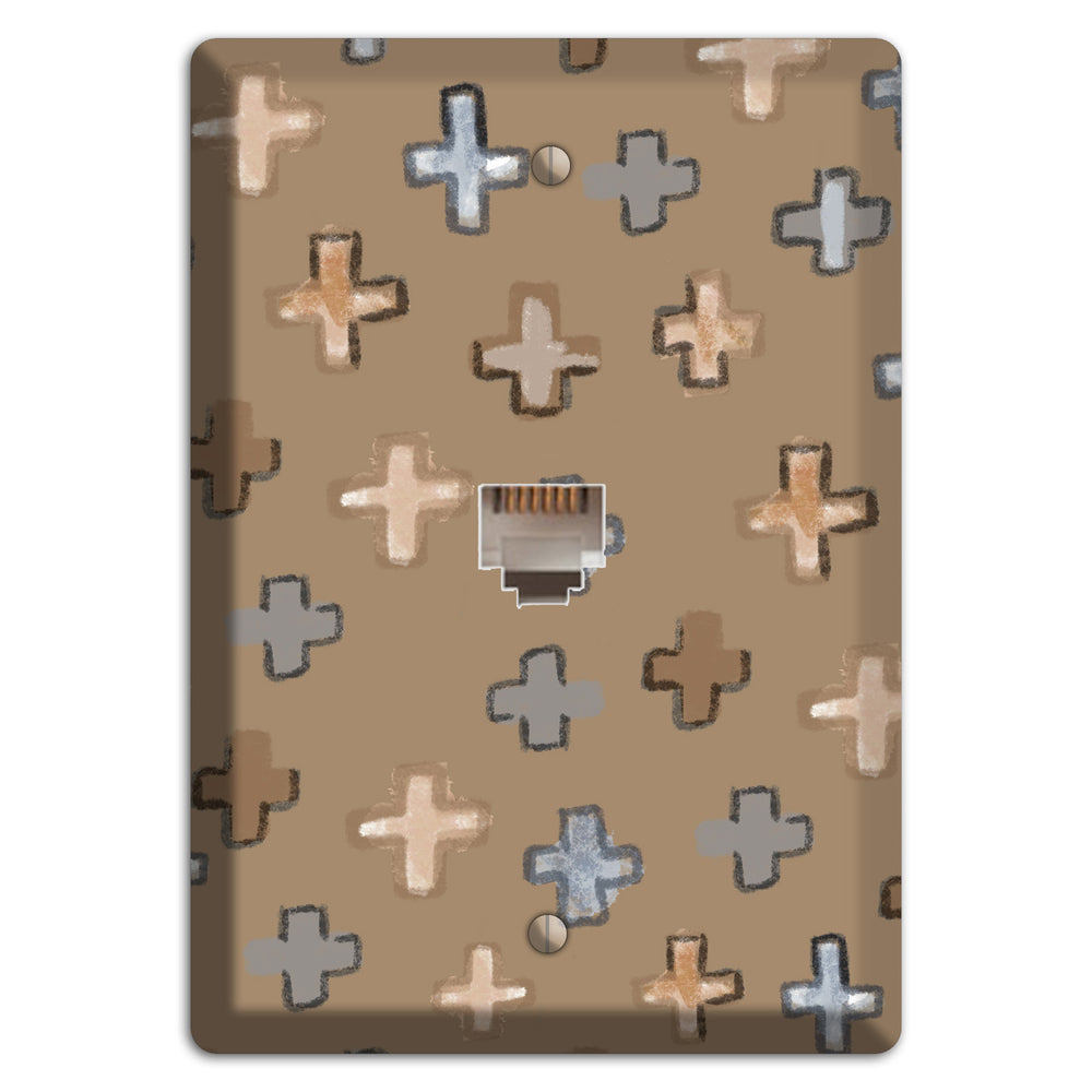 Brown Plus Signs Phone Wallplate
