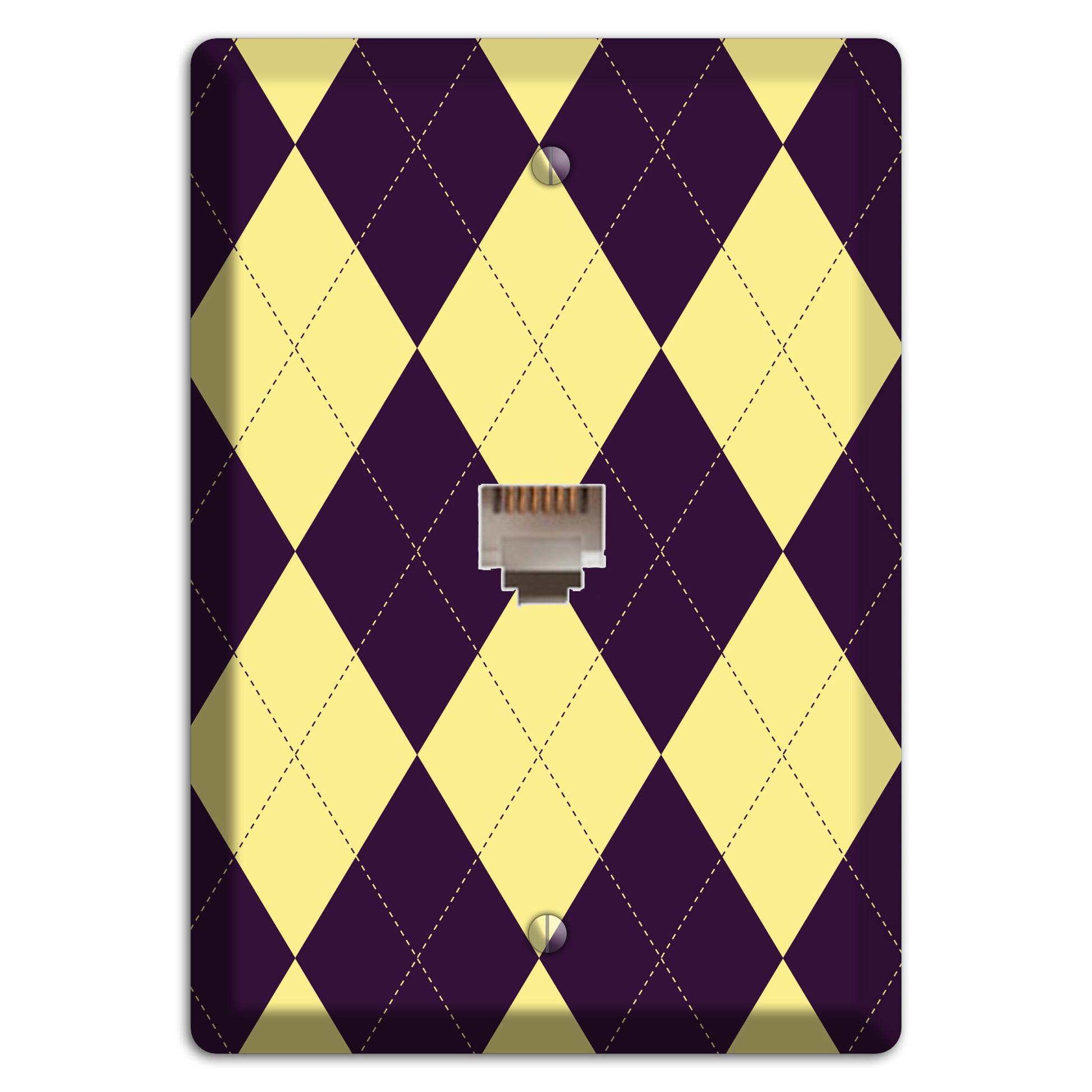 Yellow and Black Argyle Phone Wallplate