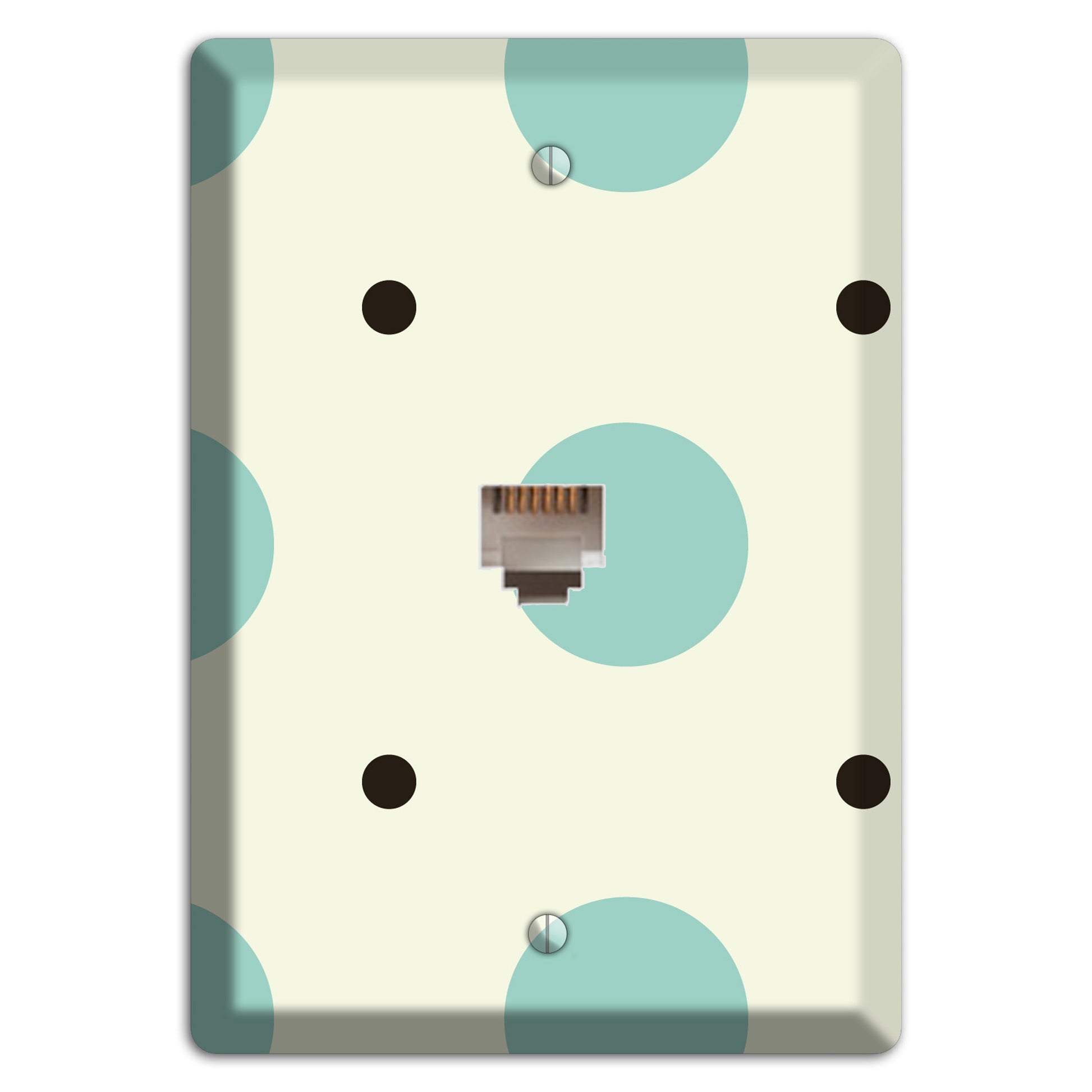 Soft Green with Aqua and Black Multi Tiled Medium Dots Phone Wallplate