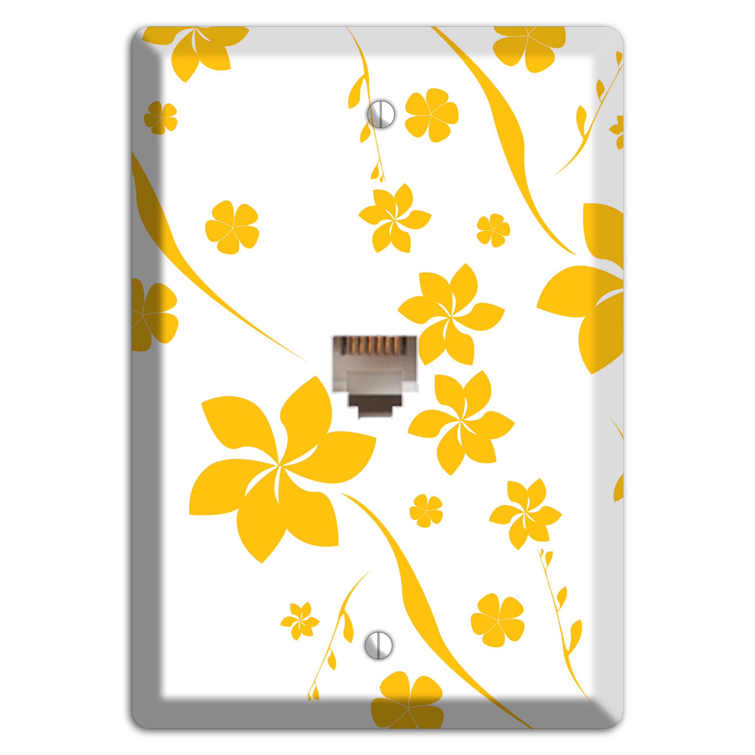 White with Yellow Flower Phone Wallplate