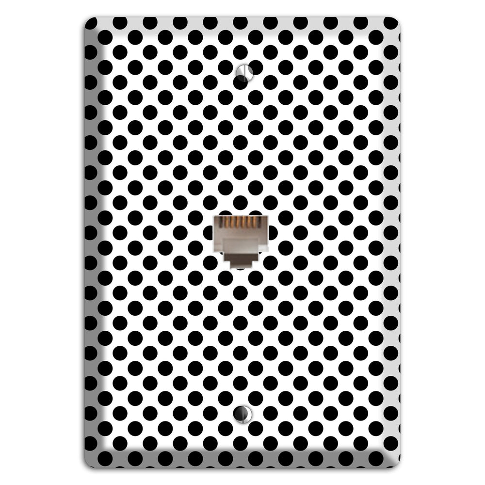 White with Black Packed Small Polka Dots Phone Wallplate