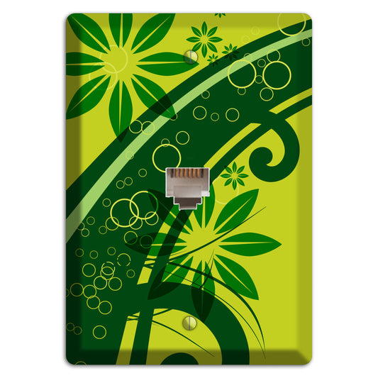 Green Retro Floral Phone Wallplate