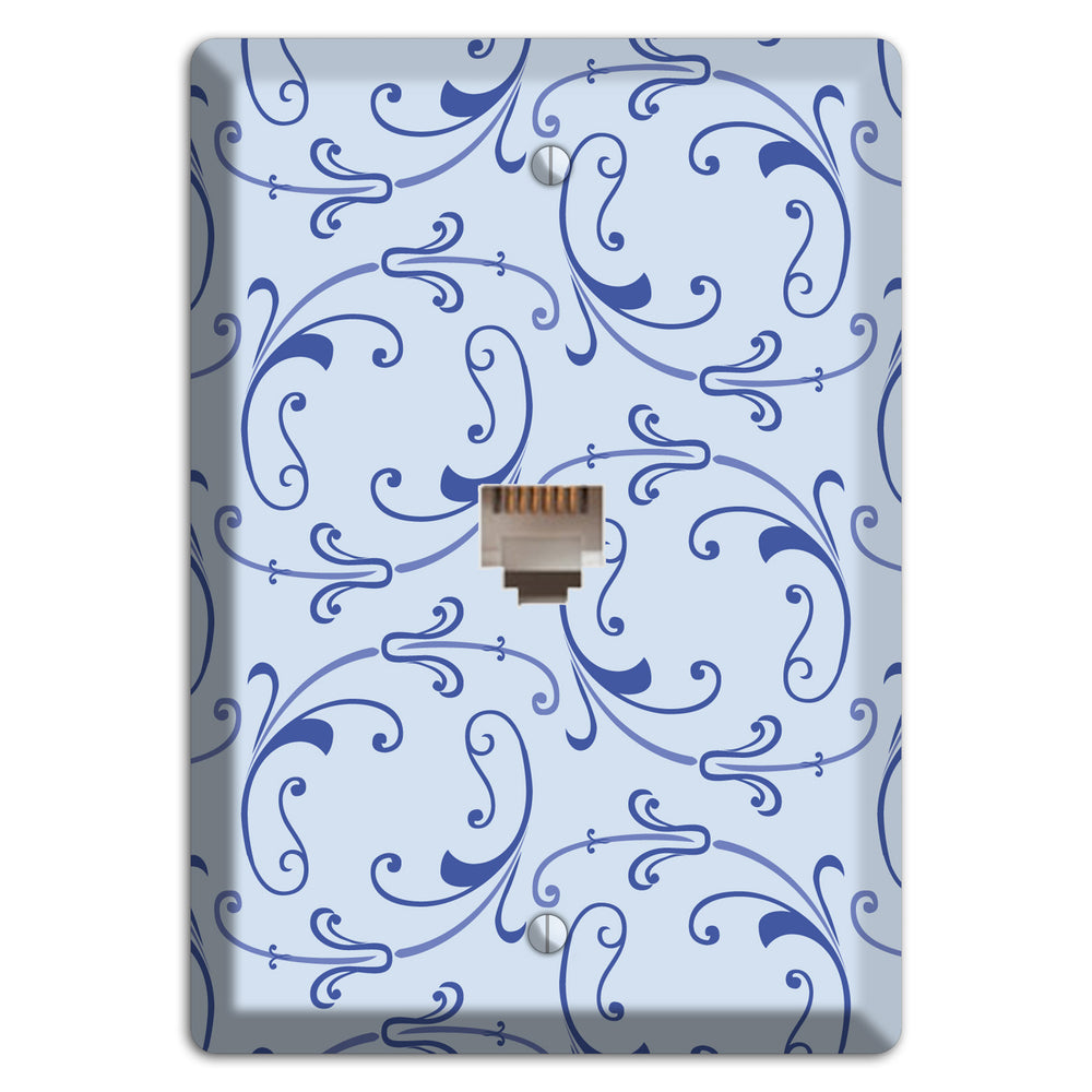 Light Blue Victorian Sprig Phone Wallplate