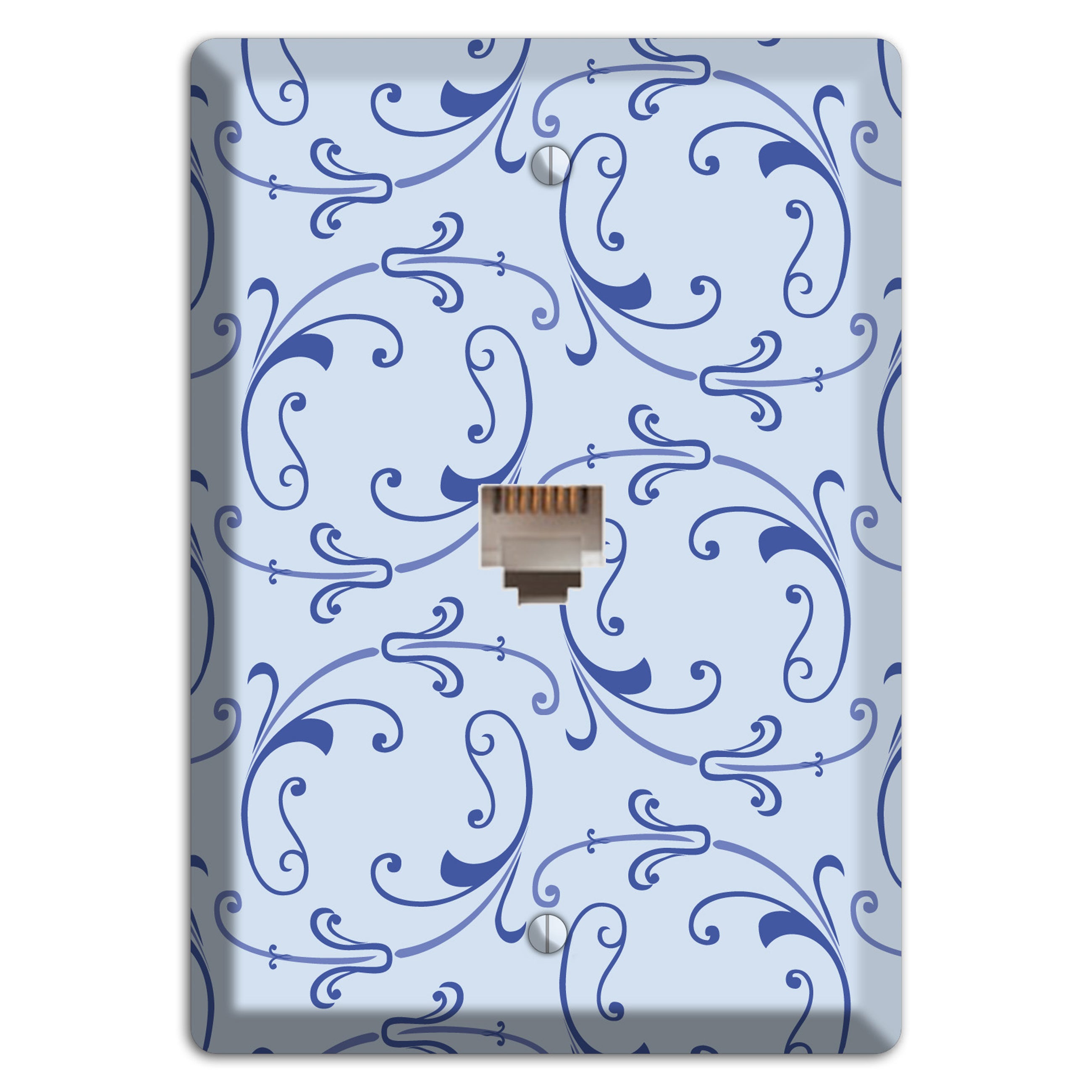Light Blue Victorian Sprig Phone Wallplate