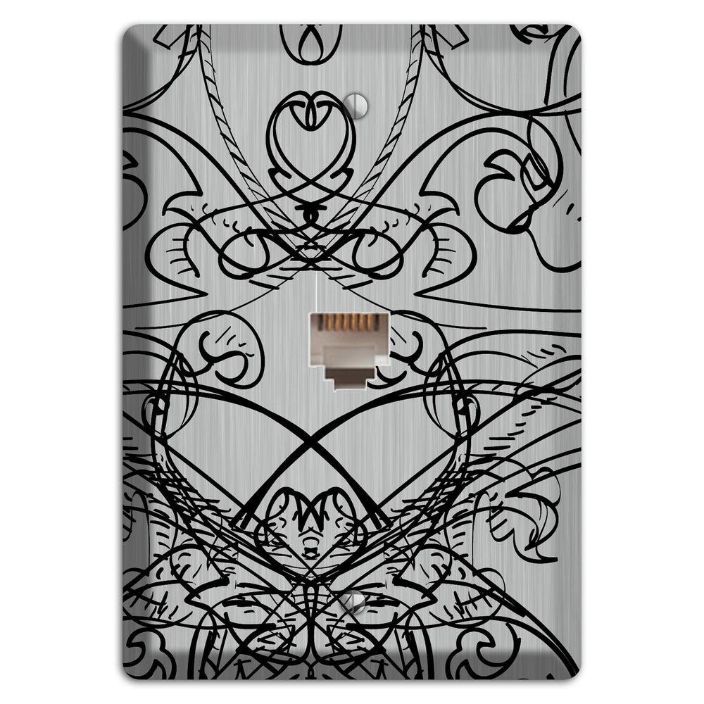 Black Deco Sketch Stainless Steel Phone Wallplate