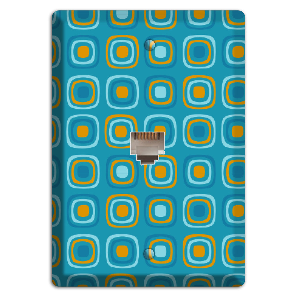 Teal and Mustard Rounded Squares Phone Wallplate