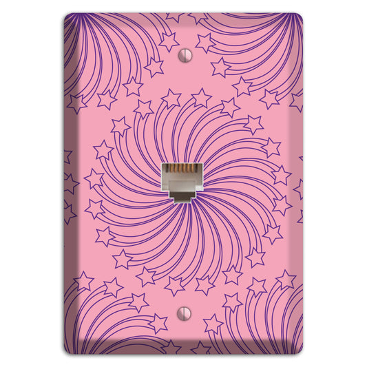 Pink with Purple Star Swirl Phone Wallplate
