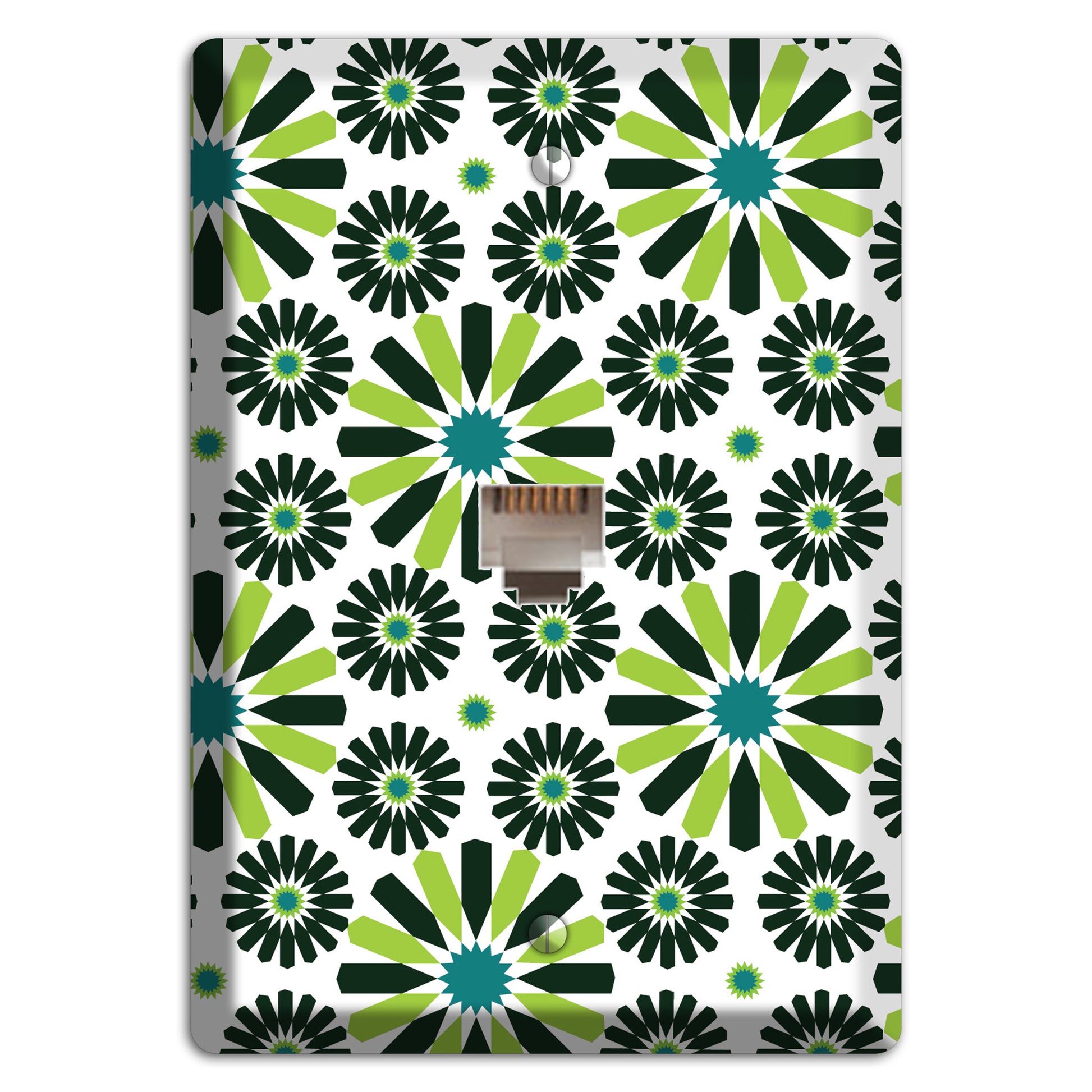Lime and Teal Scandinavian Floral Phone Wallplate