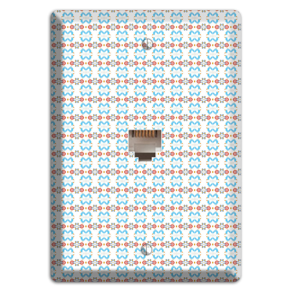 White with Blue Red Tapestry Phone Wallplate