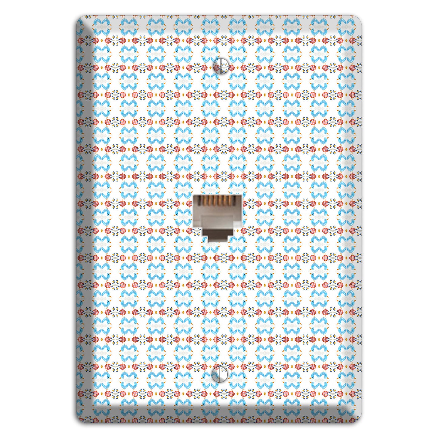 White with Blue Red Tapestry Phone Wallplate