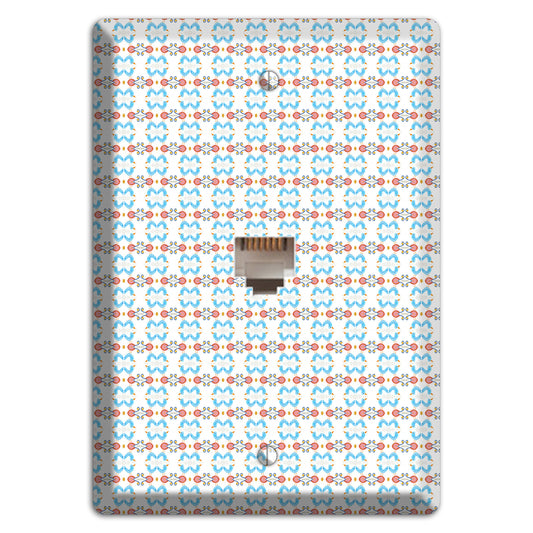 White with Blue Red Tapestry Phone Wallplate