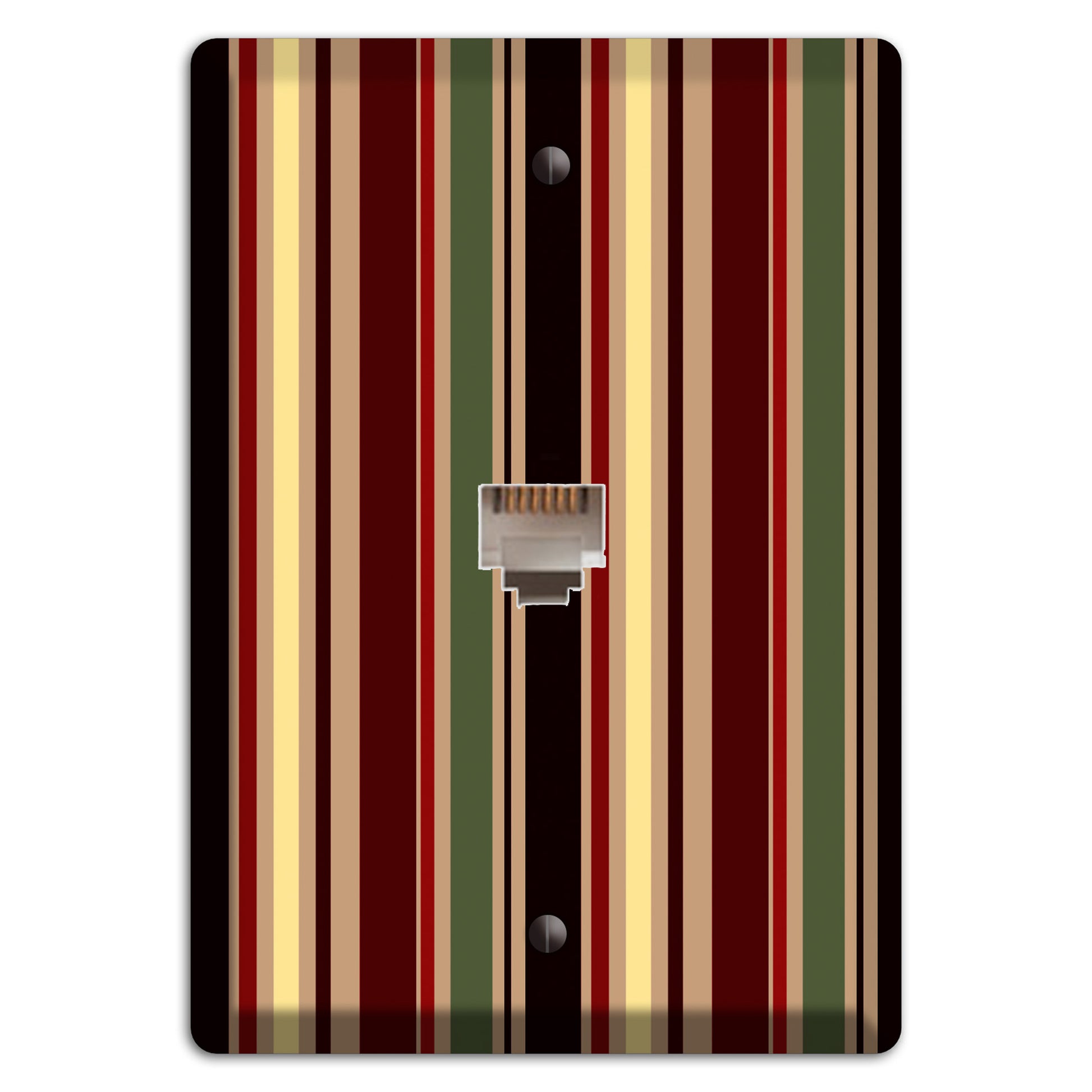 Multi olive and Burgundy Vertical Stripes Phone Wallplate