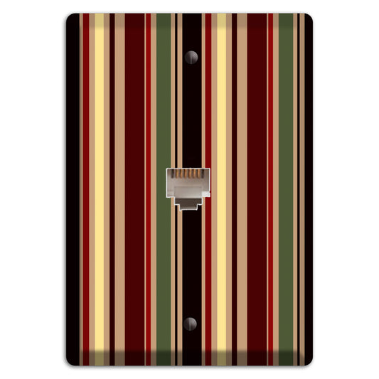Multi olive and Burgundy Vertical Stripes Phone Wallplate