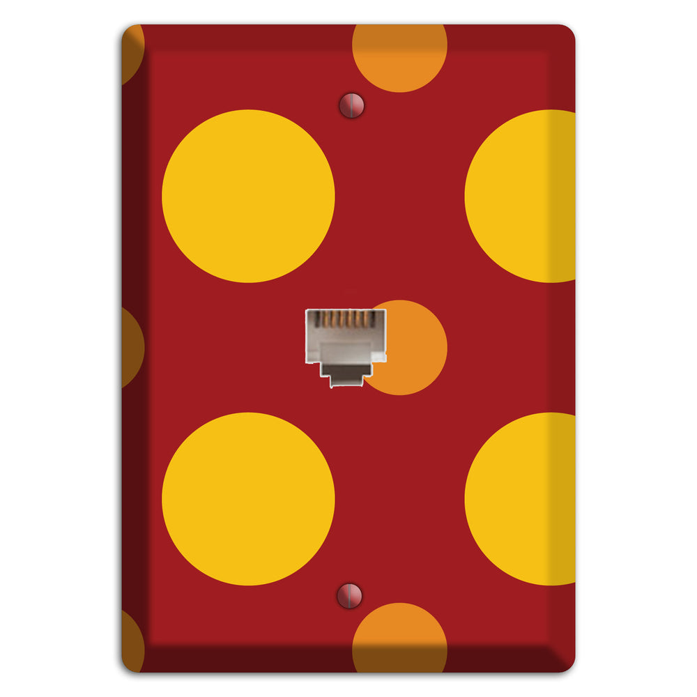 Red with Multi Orange Multi Medium Polka Dots Phone Wallplate