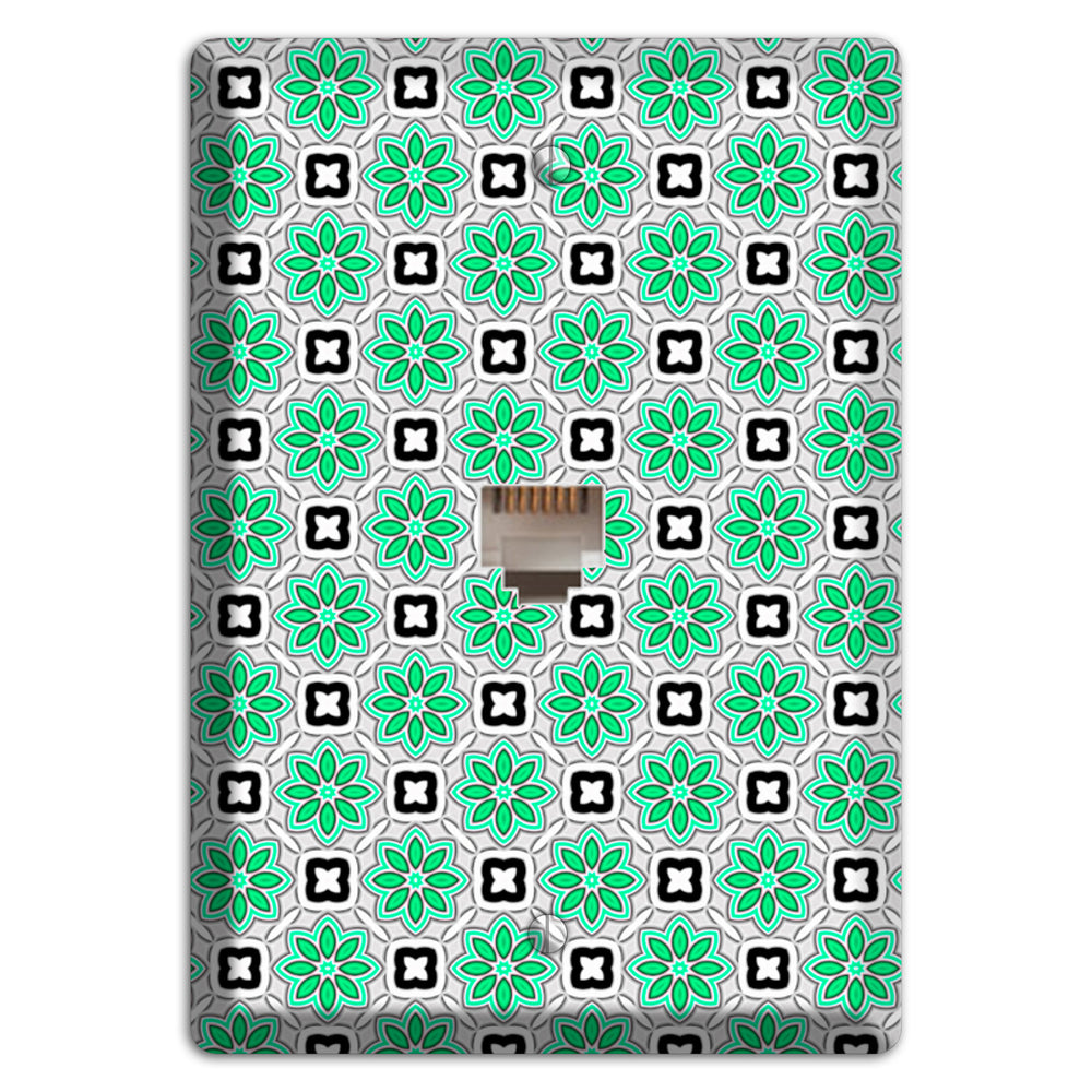 Green and Black Foulard Phone Wallplate
