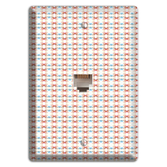Off White with Red Blue Retro Tapestry Phone Wallplate