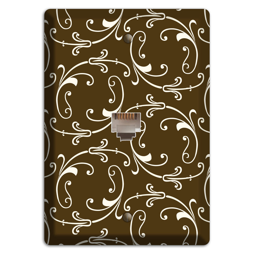 Brown Victorian Sprig Phone Wallplate