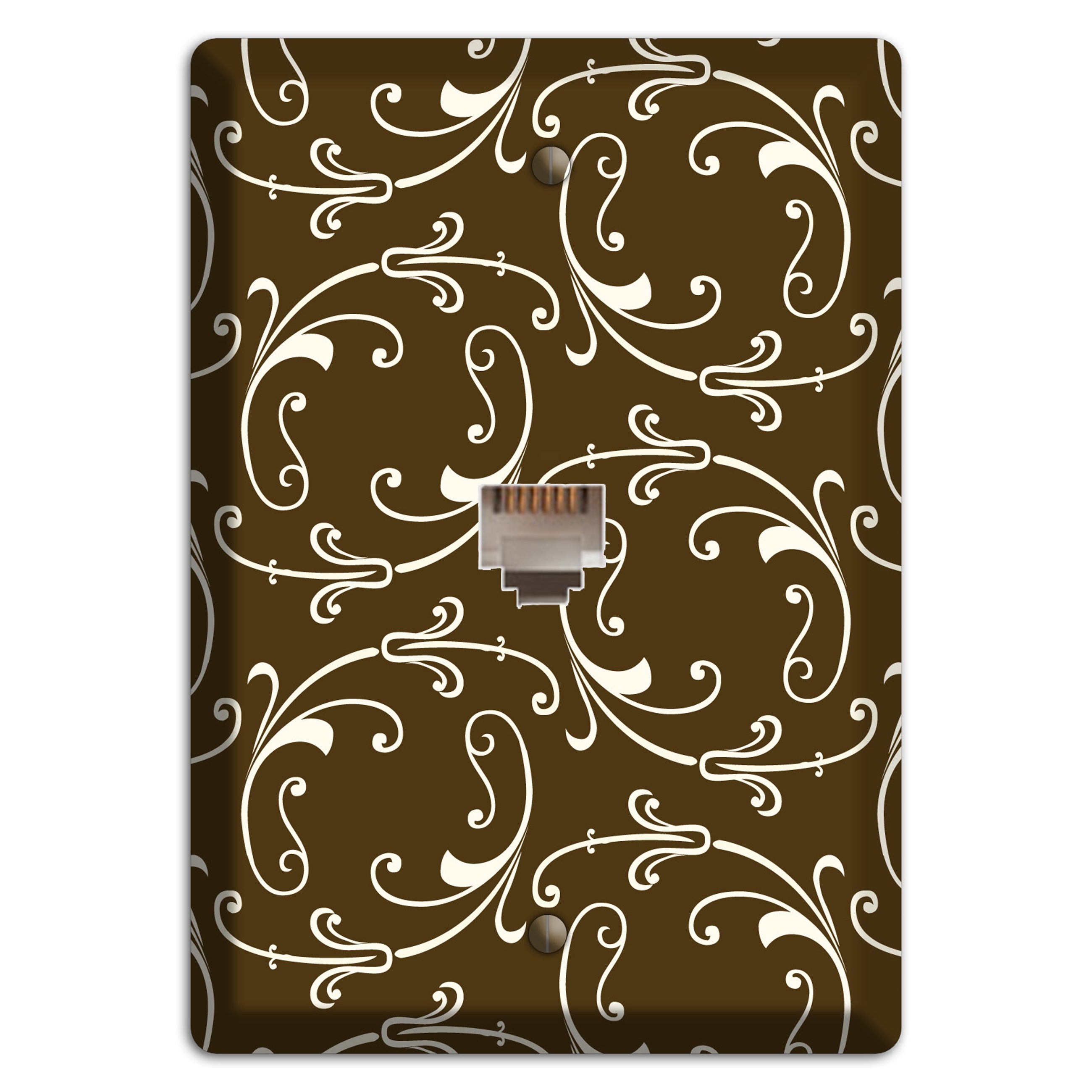 Brown Victorian Sprig Phone Wallplate