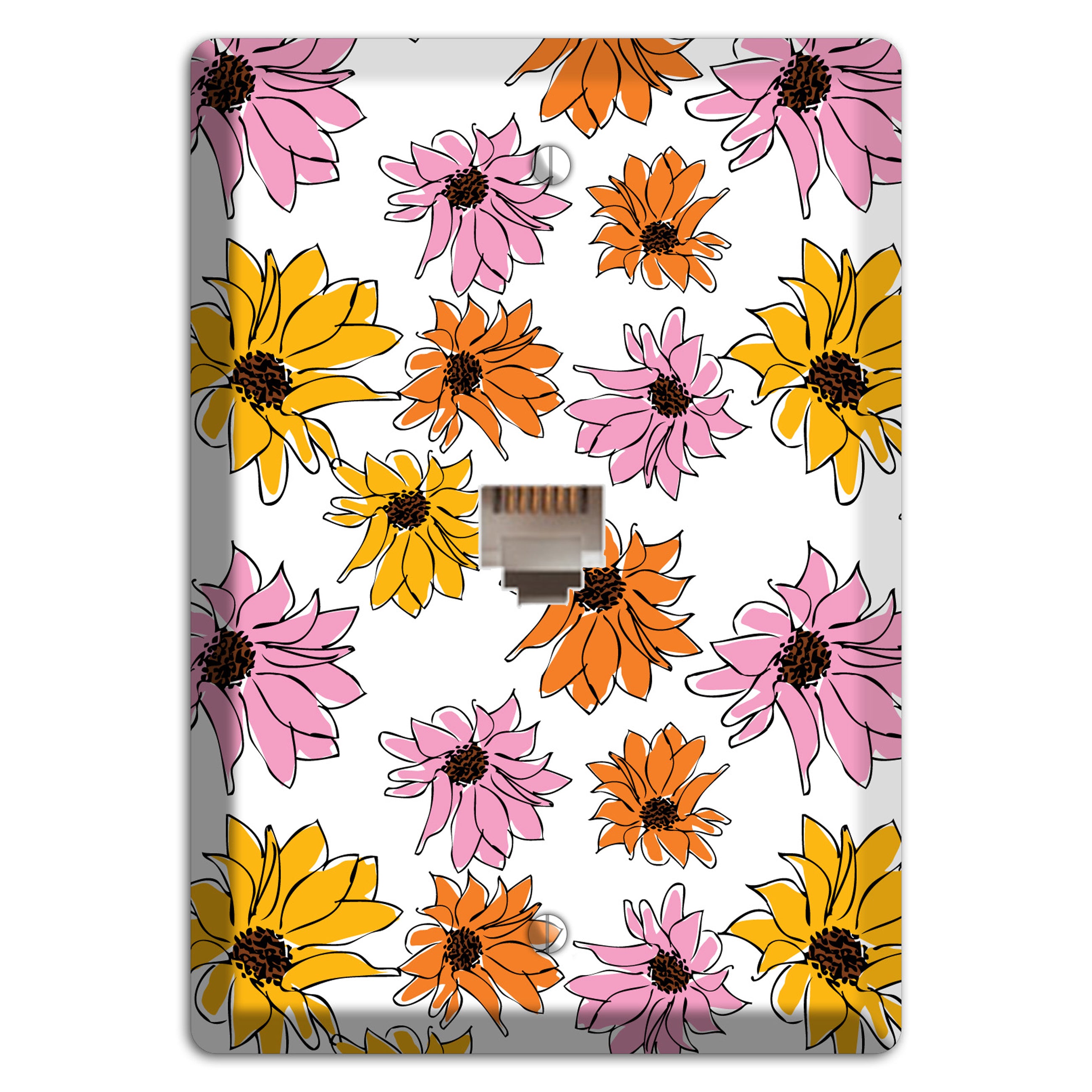 Pink Orange Yellow Flowers Phone Wallplate