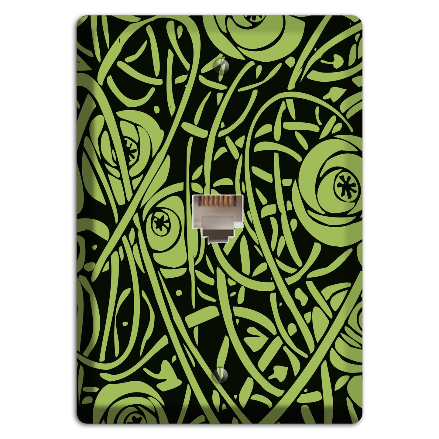 Green Deco Floral Phone Wallplate