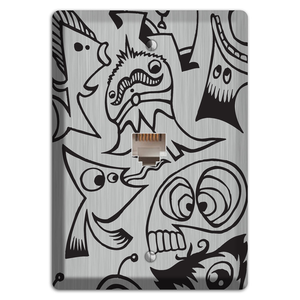 Whimsical Faces 2 Stainless Steel Phone Wallplate