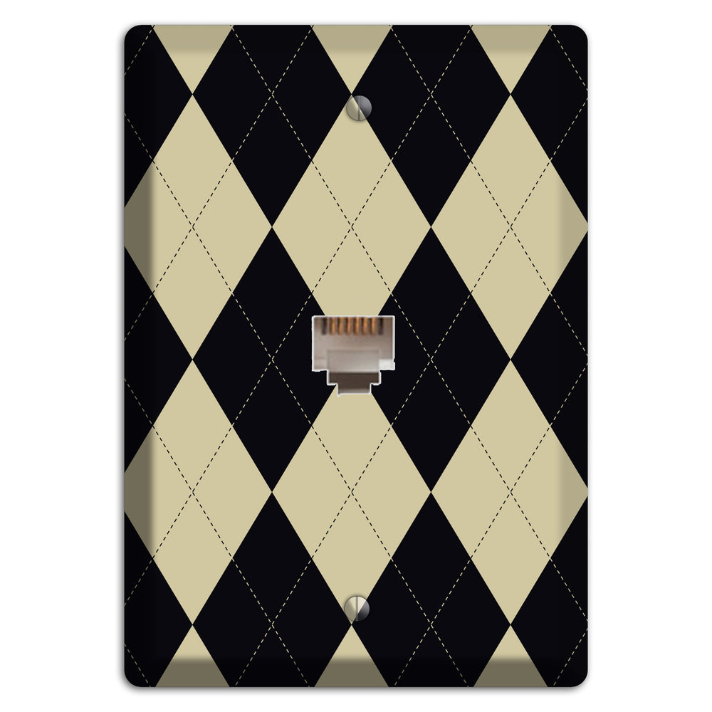 Tan and Black Argyle Phone Wallplate