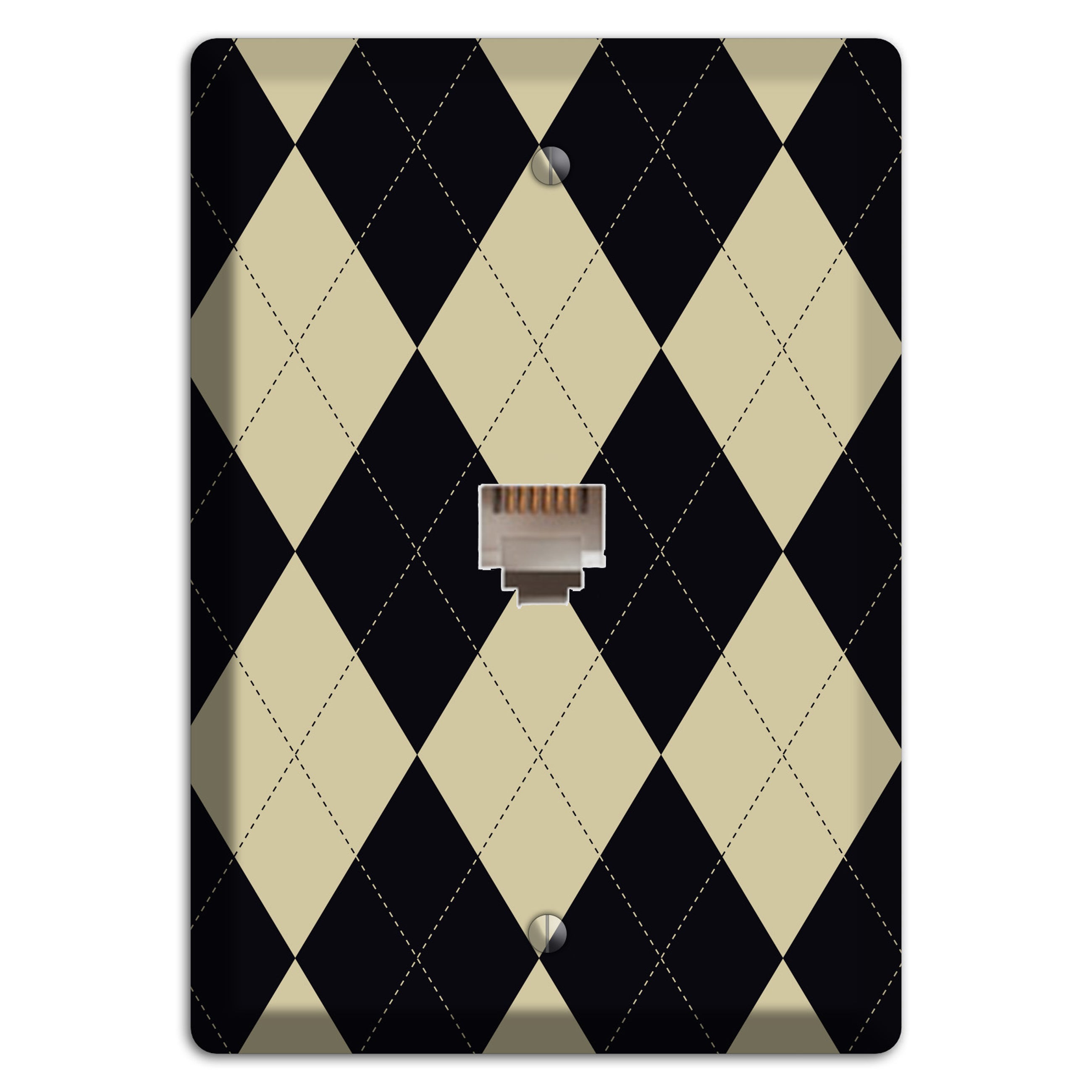 Tan and Black Argyle Phone Wallplate