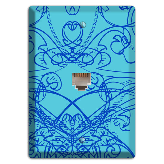 Turquoise Deco Sketch Phone Wallplate