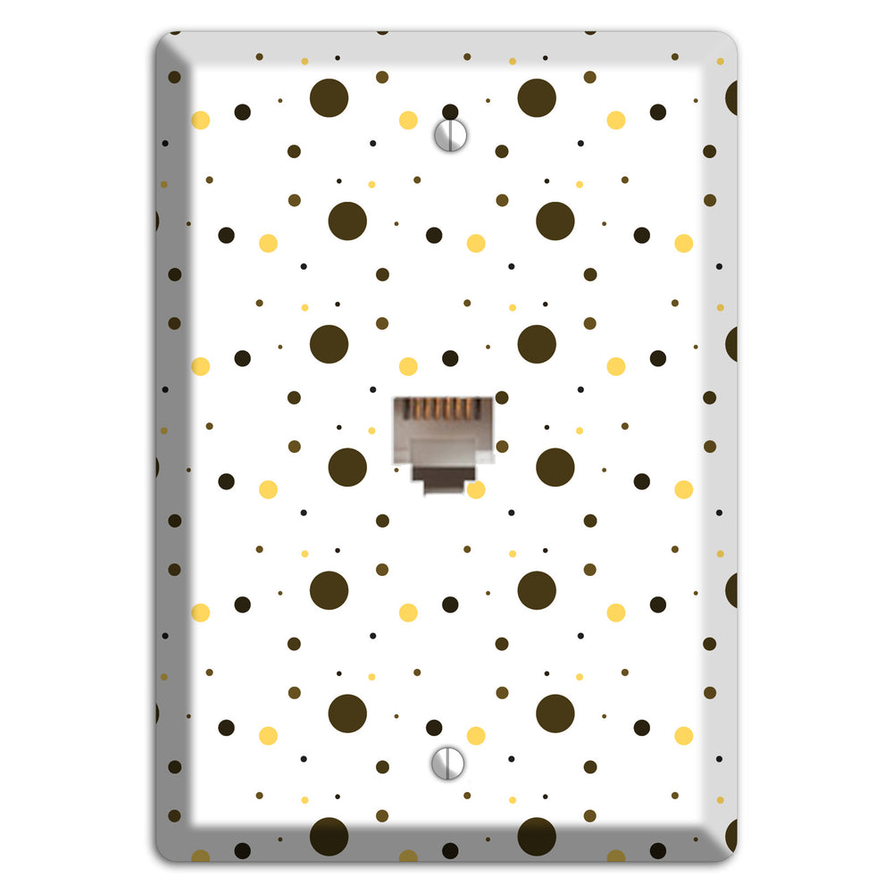 White with Black and Yellow Tiny Dots Phone Wallplate