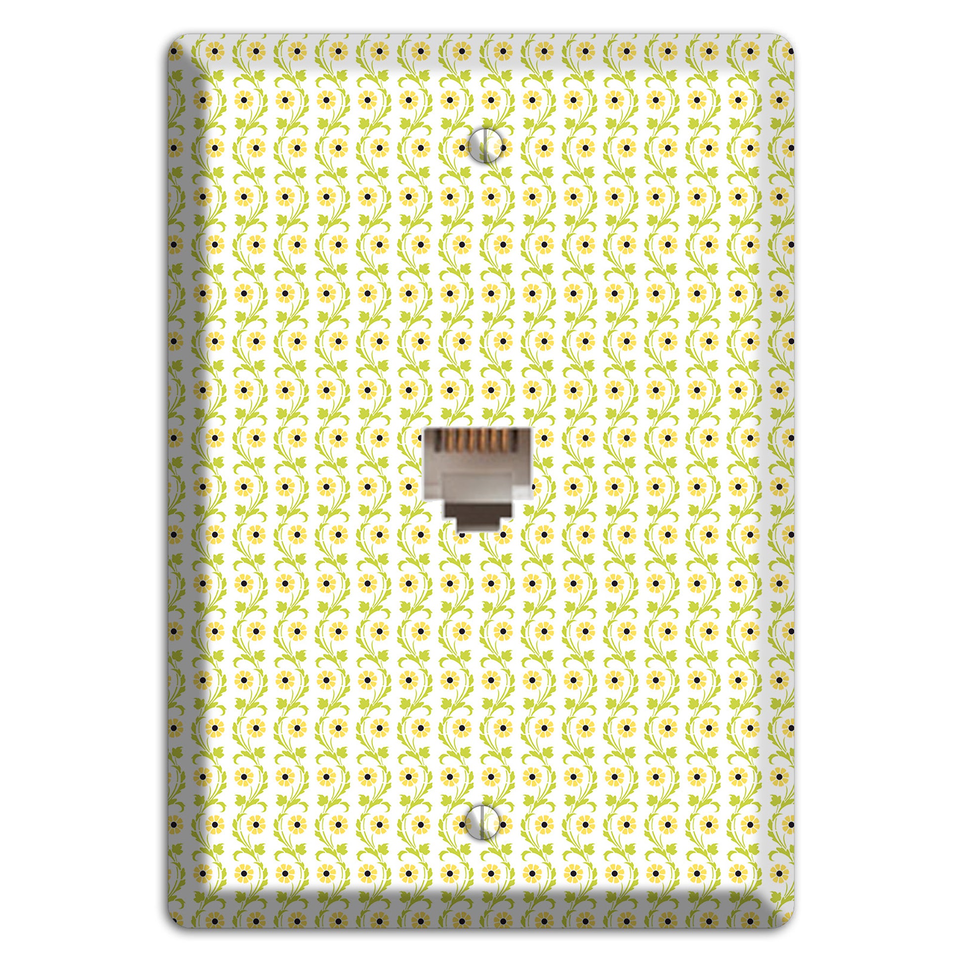 Tiny Yellow and Green Retro Sprig Phone Wallplate