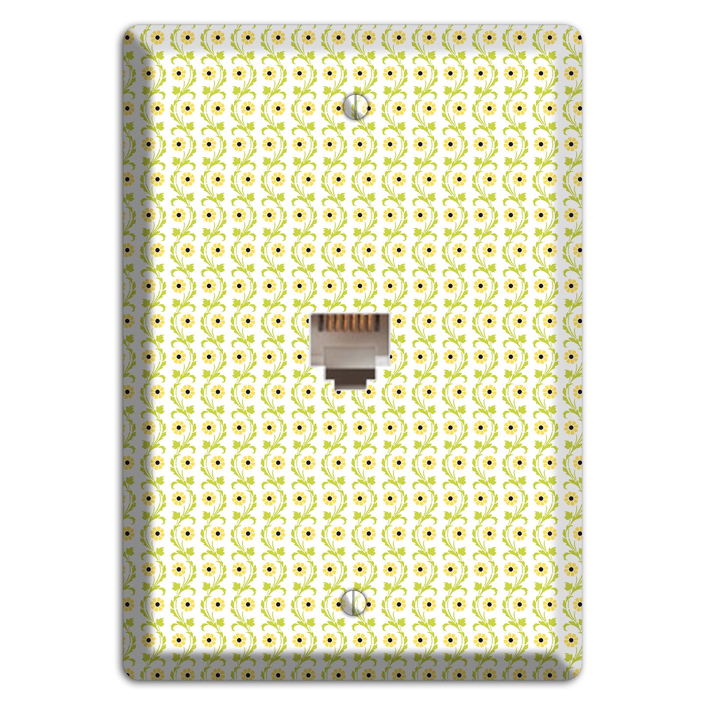 Tiny Yellow and Green Retro Sprig Phone Wallplate