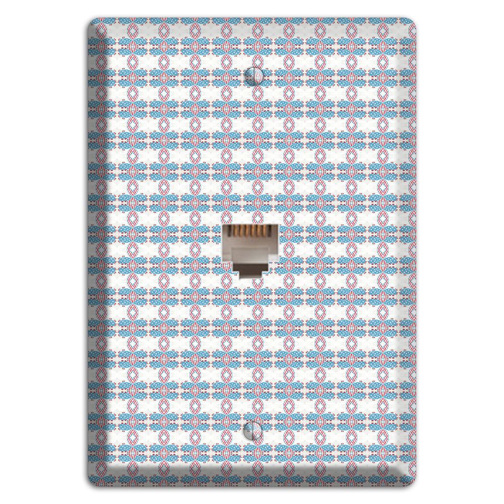 White with Faded Blue and Red Tapestry Phone Wallplate