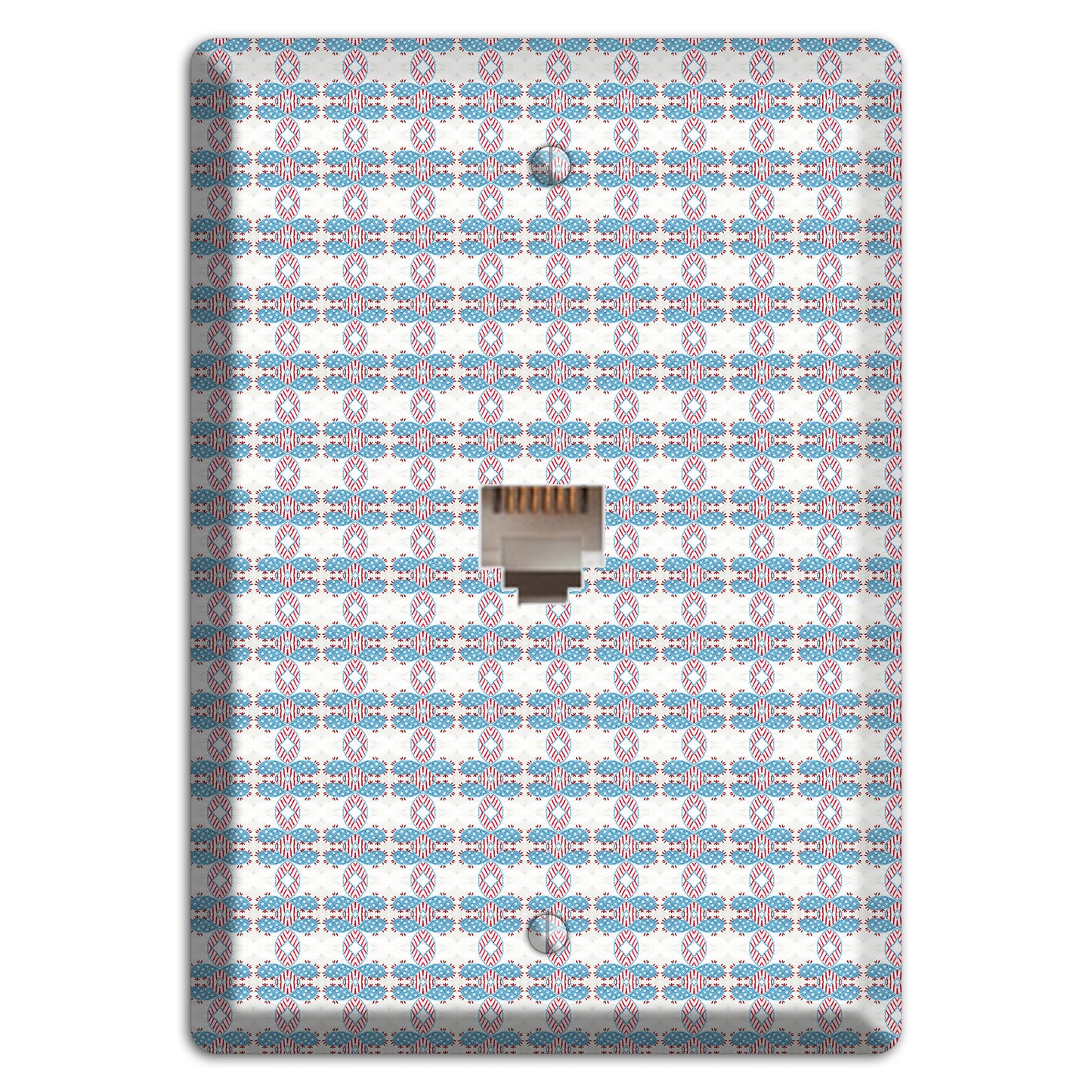 White with Faded Blue and Red Tapestry Phone Wallplate