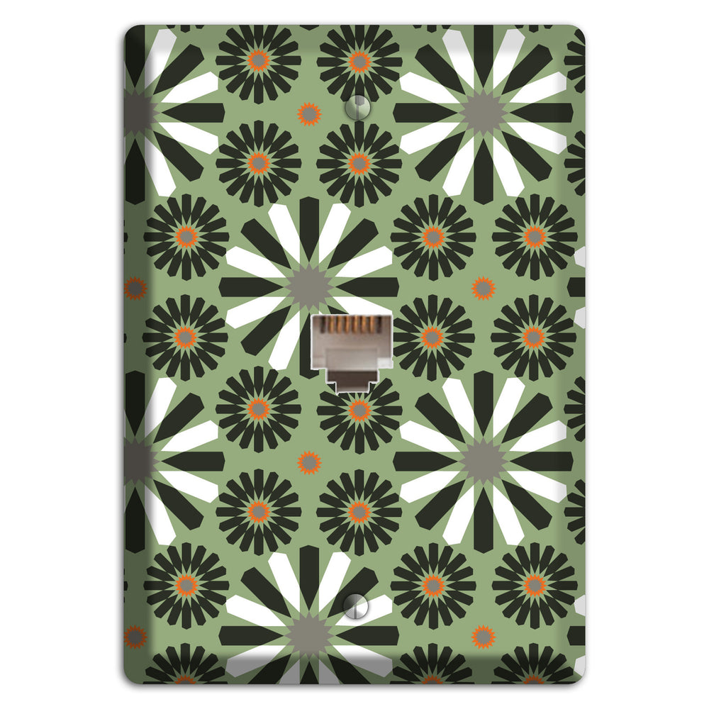 Olive with Scandinavian Floral Phone Wallplate