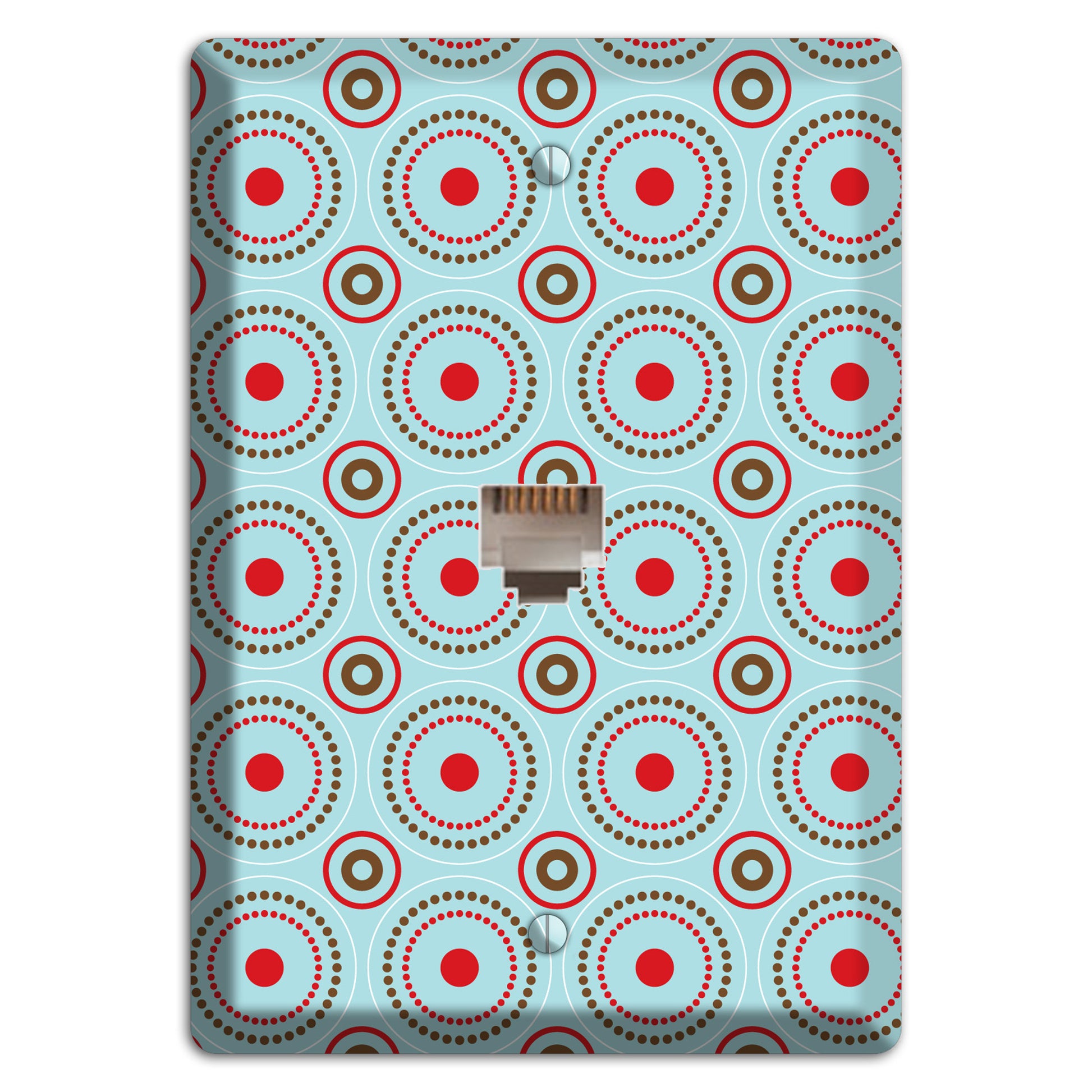 Dusty Blue with Red and Brown Retro Suzani Phone Wallplate