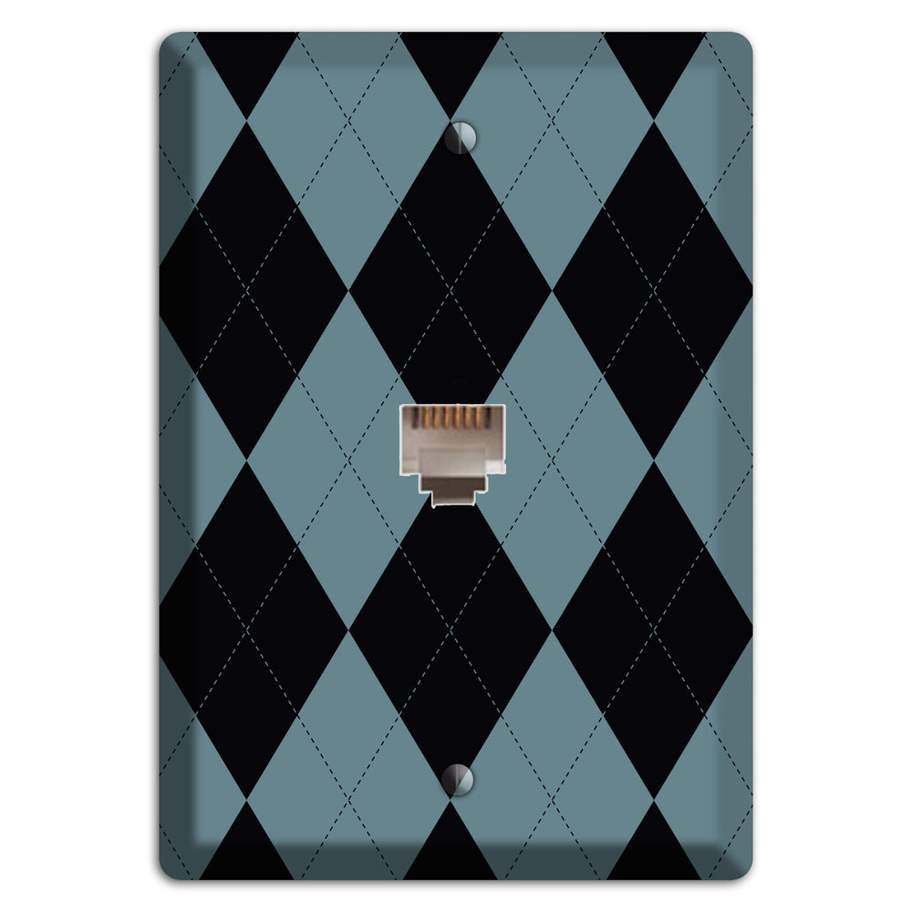 Blue and Black Argyle Phone Wallplate