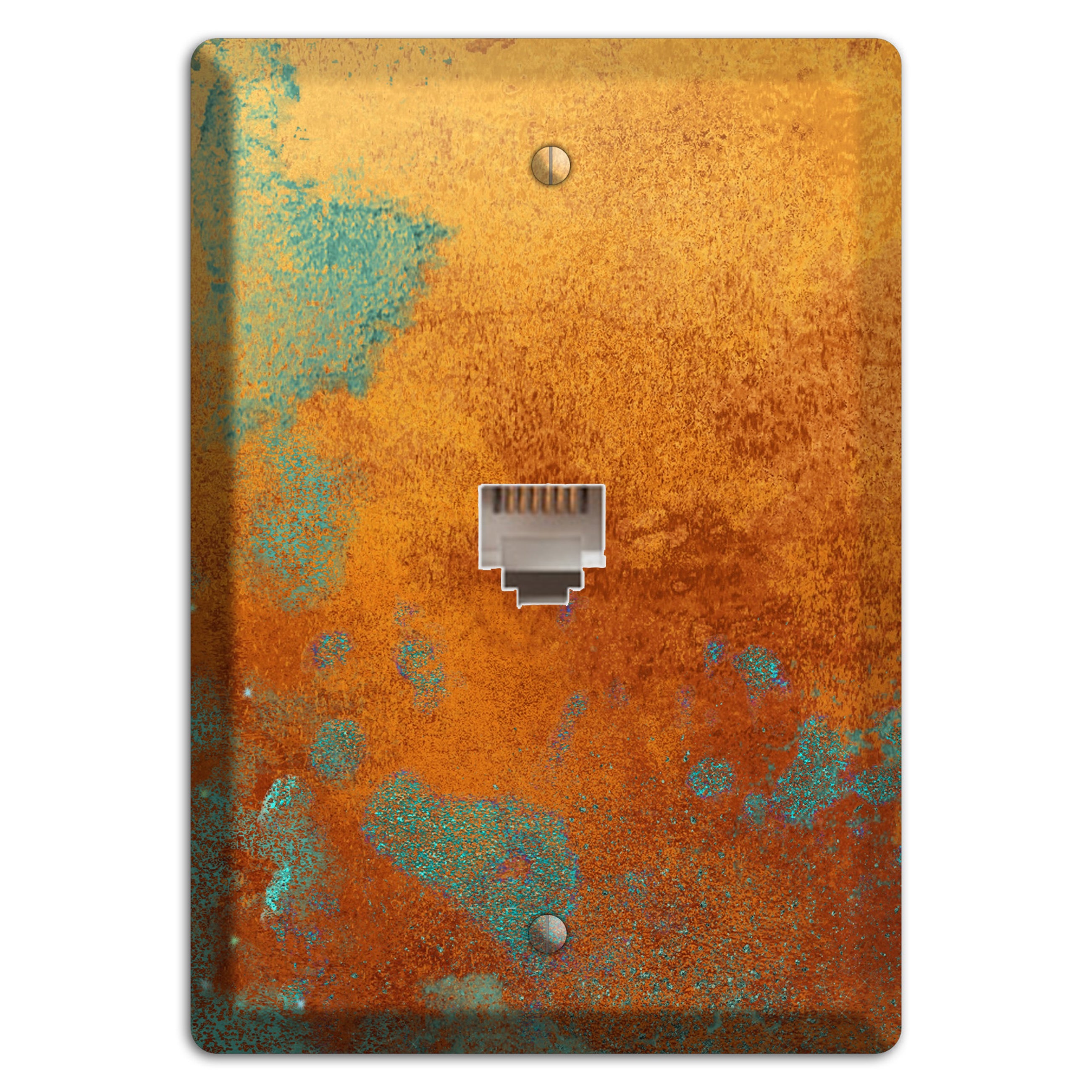 Antique Copper with Green Phone Wallplate