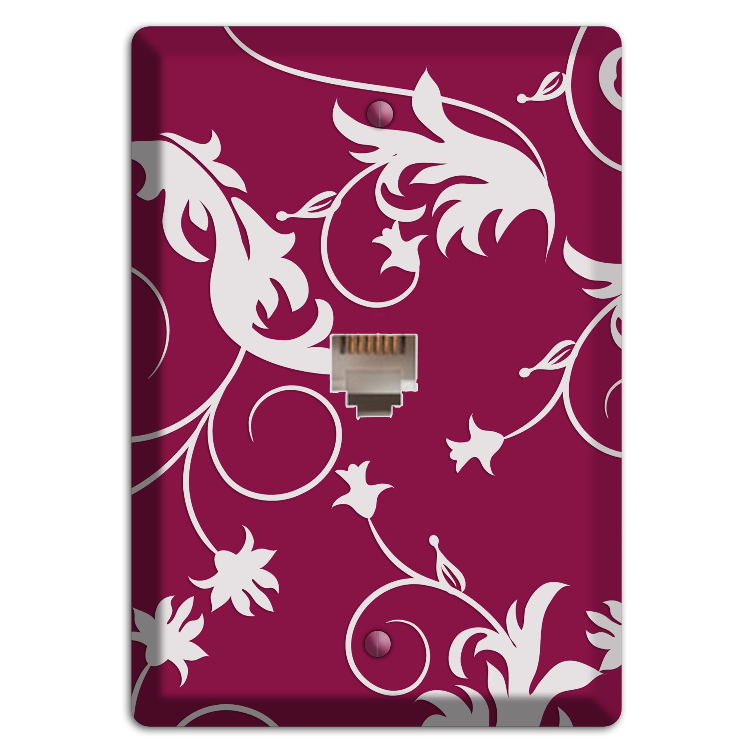 Fuschia Victorian Sprig Phone Wallplate