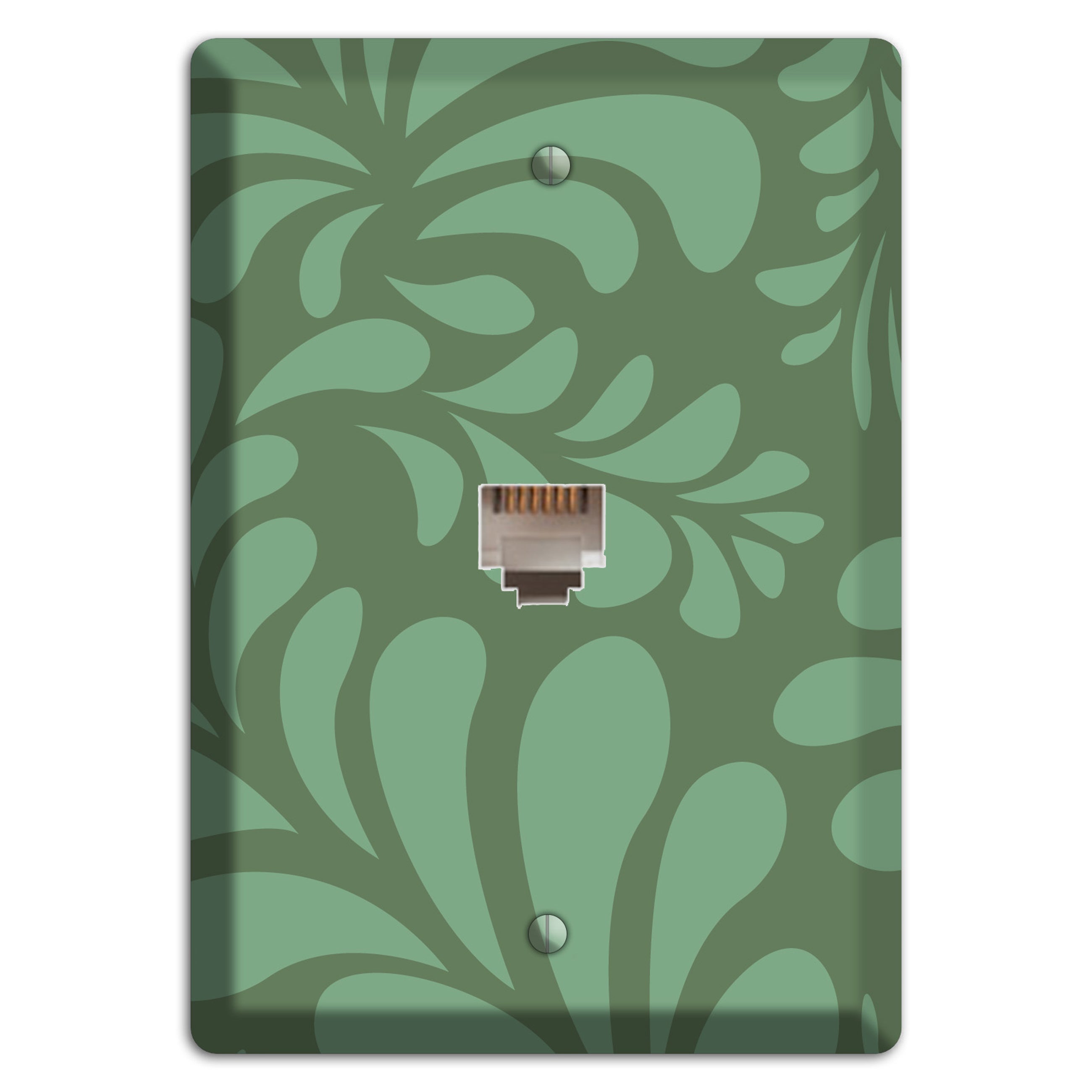 Green Herati Phone Wallplate